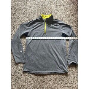 Nike Dri Fit Long Sleeve Sweatshirt Mens Large Running 1/4 Zip Gray Yellow Black
